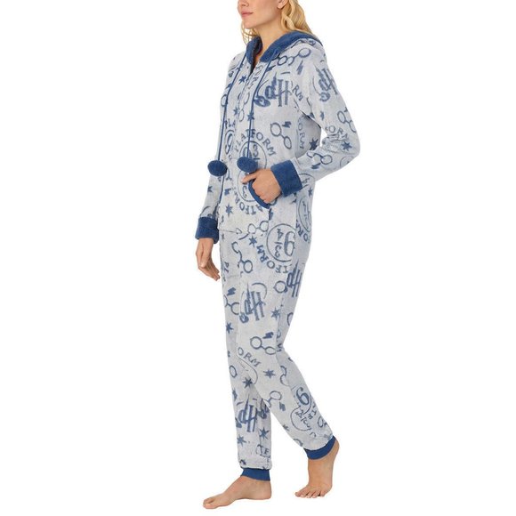 NWT Wizarding World Harry Potter Cozy 1 Piece Pajamas Blue Size M $60 FFF174 - Picture 5 of 5